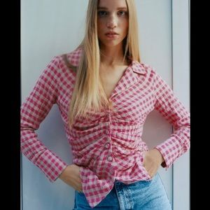 ZARA ROUJCHED PLAID SHIRT